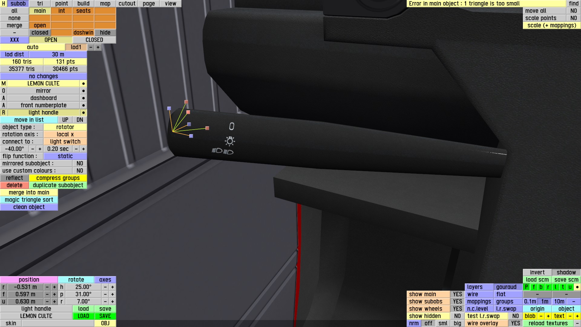 LFS Editor - moving subobject - light stalk LFS Editor - moving subobject - light stalk